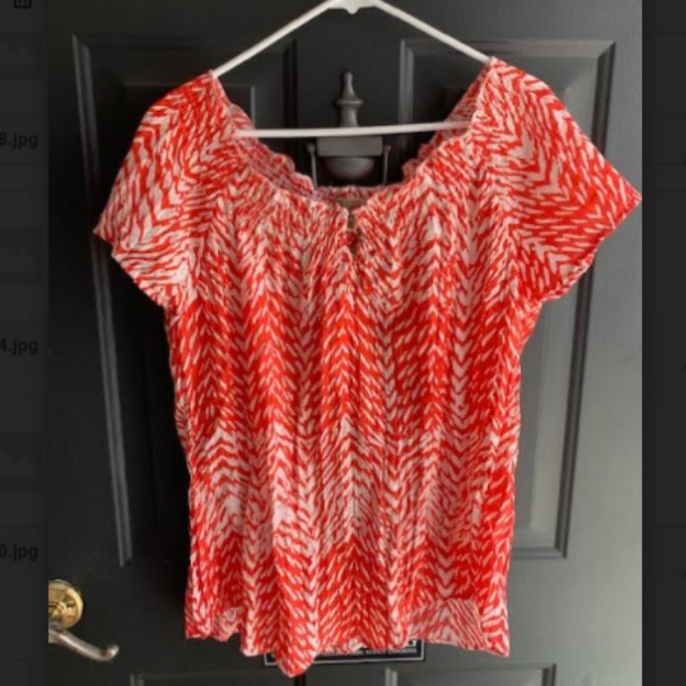 Pink and White Blouse